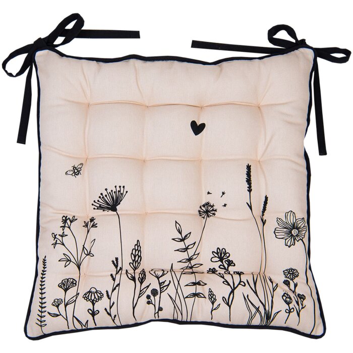 Clayre & Eef FAF29 Cojín para silla con espuma 40x40x4 cm Beige - Negro