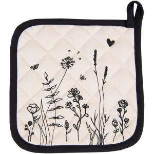 Clayre & Eef FAF45 Potholder 20x20 cm Beige - Negro