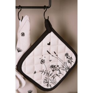 Clayre & Eef FAF45 Potholder 20x20 cm Beige - Negro