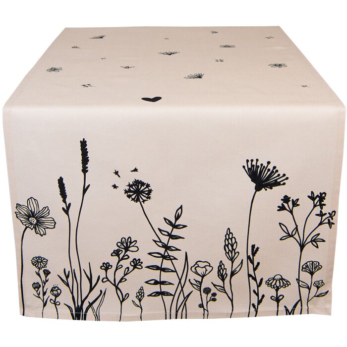 Clayre & Eef FAF64 Traves de Mesa 50x140 cm Beige - Negro