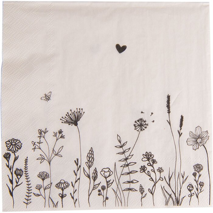 Clayre & Eef FAF73 Servilletas de Papel 33x33 cm (20 Piezas) Beige