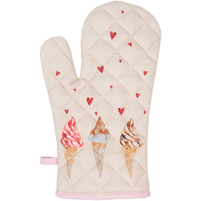 Clayre & Eef FAS44 Guante de Horno 18x30 cm Beige - Rosa
