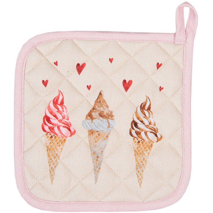 Clayre & Eef FAS45 Potholder 20x20 cm Beige - Rosa