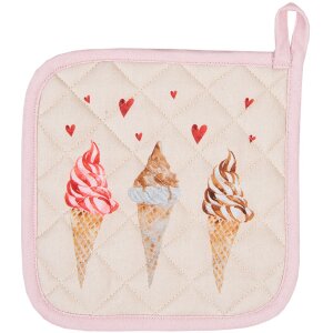 Clayre & Eef FAS45 Potholder 20x20 cm Beige - Rosa