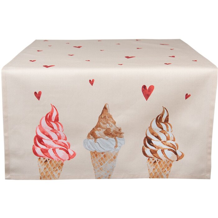 Clayre & Eef FAS64 Camino de Mesa 50x140 cm Beige - Rosa