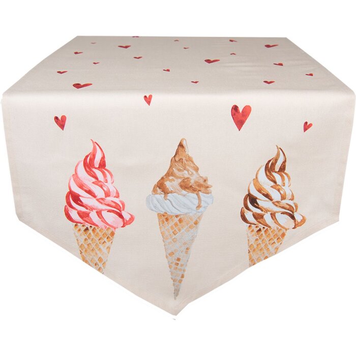 Clayre & Eef FAS65 Camino de Mesa 50x160 cm Beige - Rosa