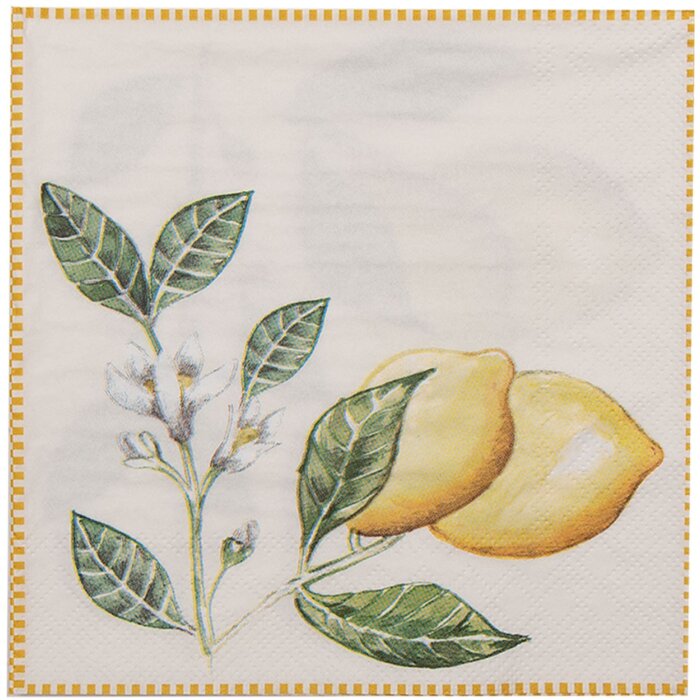 Clayre & Eef LEL73 Servilletas de Papel 33x33 cm (20 uds) Beige - Amarillo