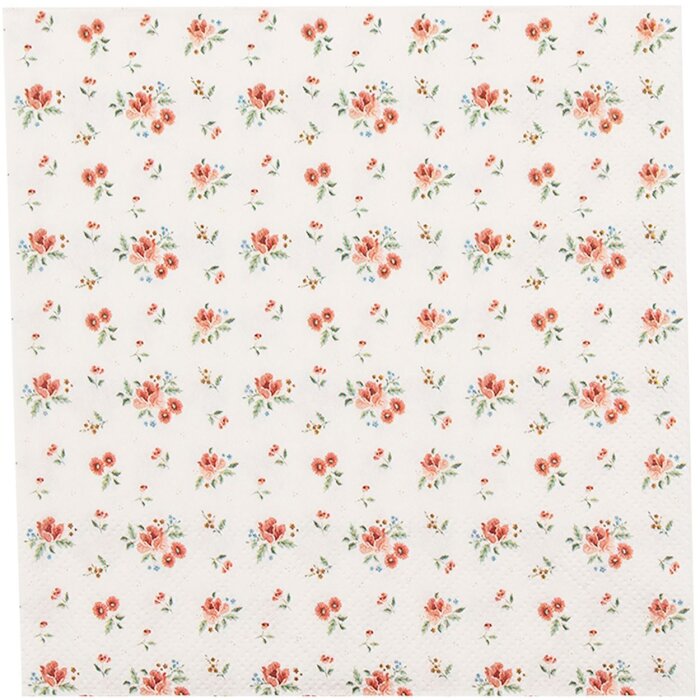 Clayre & Eef LRC73 Servilletas de Papel 33x33 cm (20 piezas) Beige - Rosa