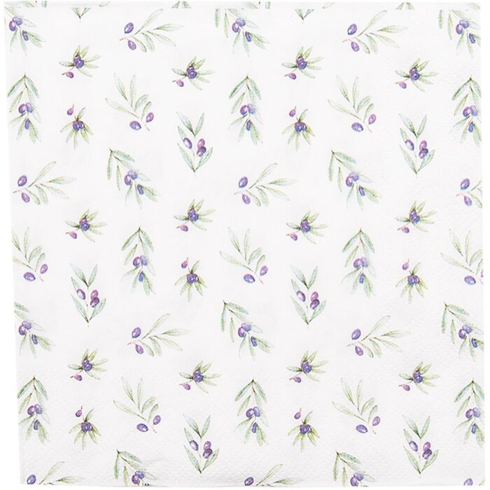 Clayre & Eef OLG73 Servilletas de Papel 33x33 cm (20 Piezas) Blanco - Azul