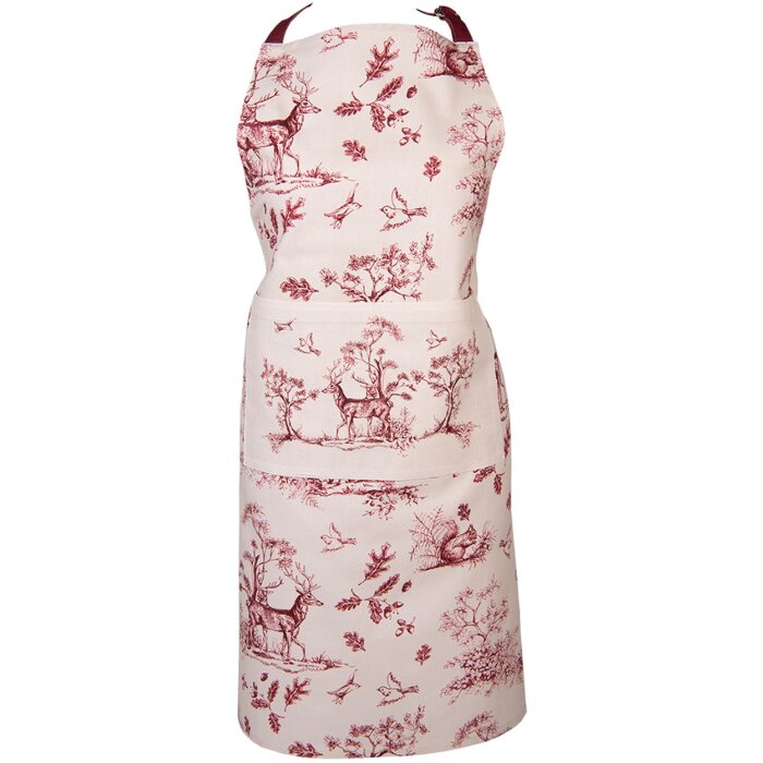 Clayre & Eef PFT41 Delantal 70x85 cm Blanco - Rosa