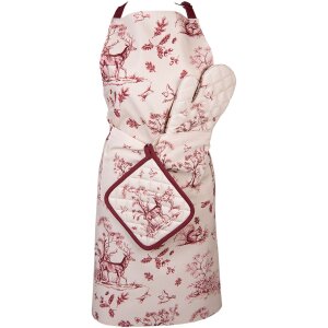 Clayre & Eef PFT41 Delantal 70x85 cm Blanco - Rosa