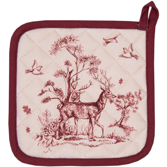 Clayre & Eef PFT45 Potholder 20x20 cm Blanco - Rosa