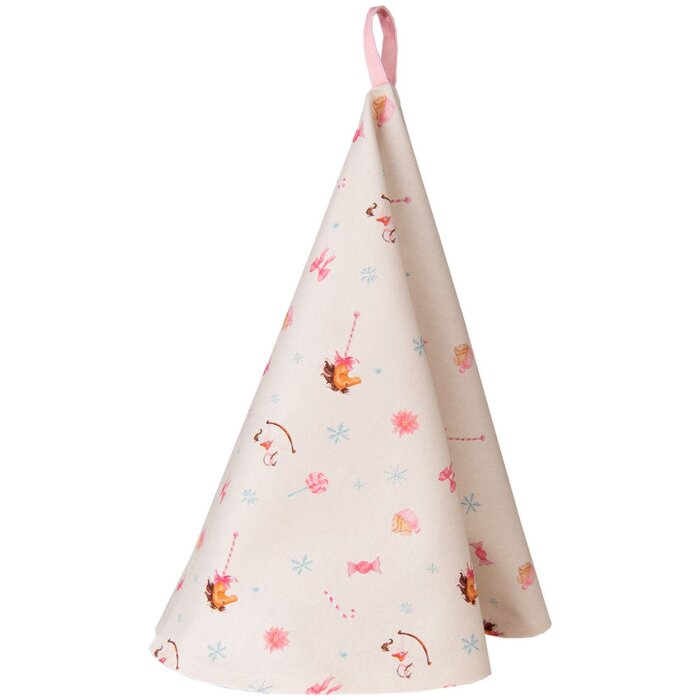 Clayre & Eef PNC48 Paño de cocina Ø 80 cm Beige - Rosa
