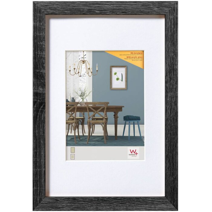 Marco de madera Walther Fiorito 40x50 cm cristal acrílico gris oscuro