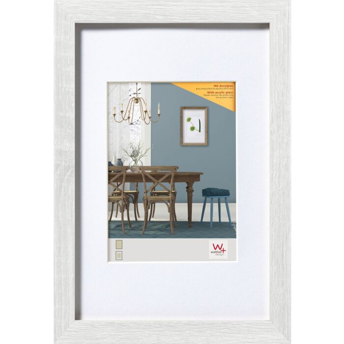 Marco de madera Walther Fiorito 50x70 cm cristal acrílico blanco