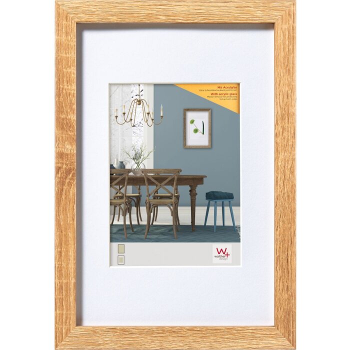Marco de madera Walther Fiorito 60x80 cm roble claro cristal acrílico