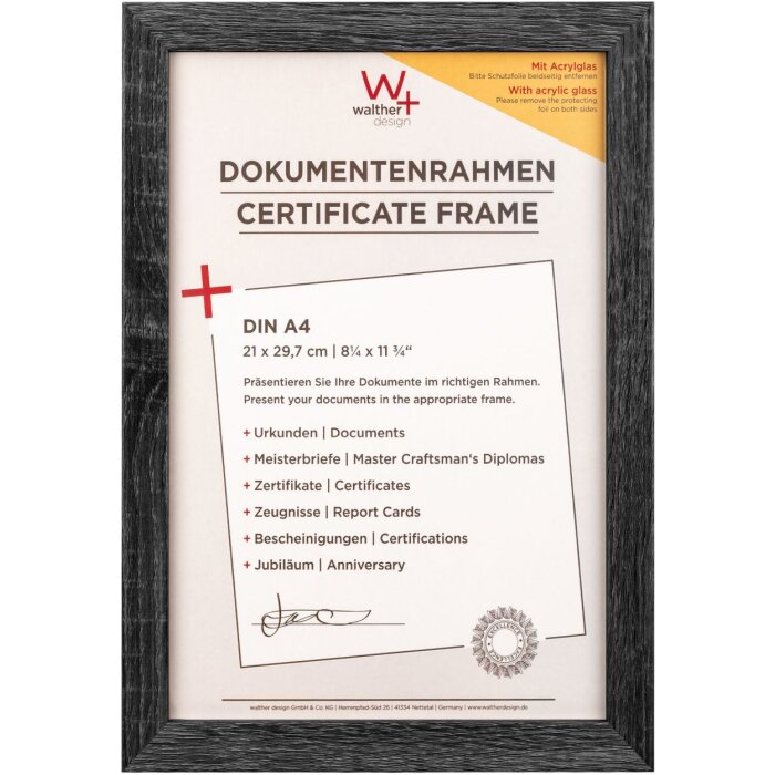 Marco de madera Walther Fiorito 21x29,7 cm cristal acrílico gris oscuro