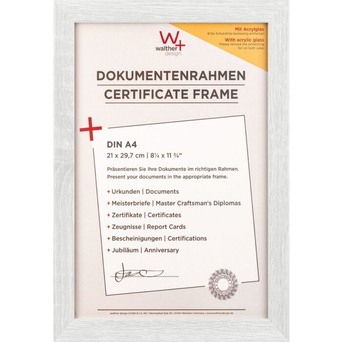 Marco de madera Walther Fiorito 21x29,7 cm cristal acrílico blanco