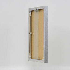Portarretratos efecto aluminio Quadro 45x80 cm plata alto brillo cristal transparente