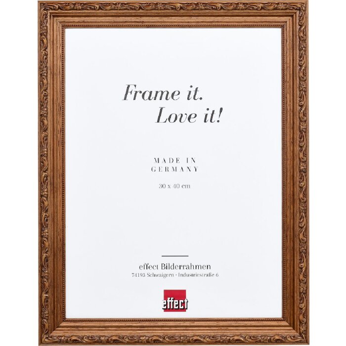 Effect Holzrahmen Profil 63 Barock braun 60x60 cm Klarglas