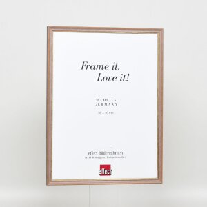 Efecto marco de madera maciza perfil 25 nuez marrón 25x35 cm cristal antirreflejos