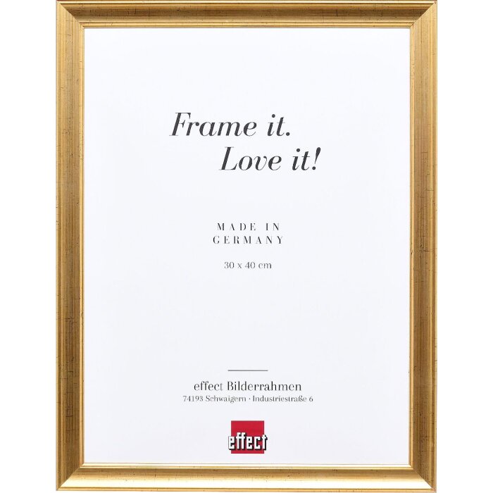 Marco de fotos de madera Effect Holz-Bilderrahmen Profil 41 Antikgold 20x30 cm Antireflexglas