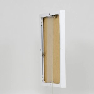 Portarretratos efecto aluminio Quadro 27x48 cm cristal acrílico blanco