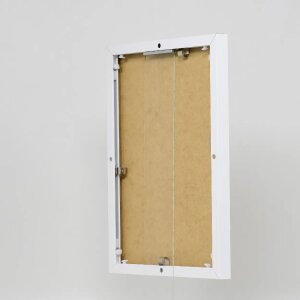 Portarretratos efecto aluminio Quadro 27x48 cm cristal acrílico blanco
