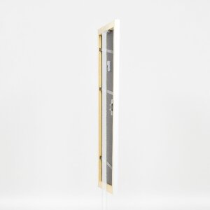 Marco de fotos de madera Effect Profil 43 blanco alto brillo 25x50 cm vidrio decorativo