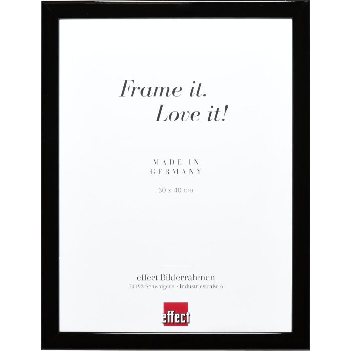 Marco de fotos de madera effect Profil 43 Negro alto brillo 50x50 cm Vidrio decorativo