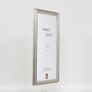 Marco de fotos de madera Efecto Profil 44 plateado 25x50 cm vidrio decorativo