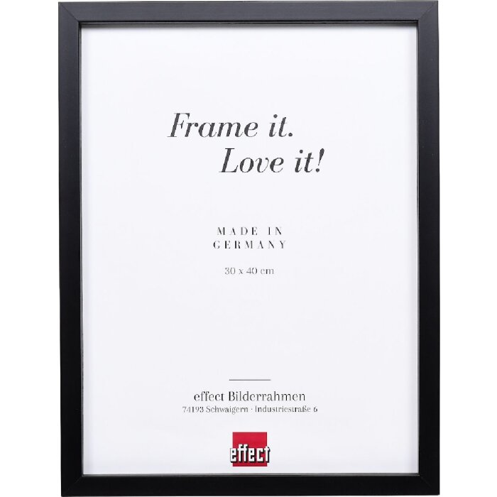 Marco de fotos de madera Effect Profil 58 Negro 30x40 cm Vidrio Limpio y Listón de Separación