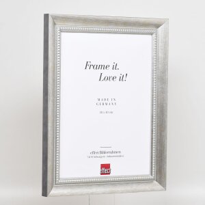 Efecto marco de madera maciza perfil 28 plata 40x60 cm cristal acrílico calidad museo