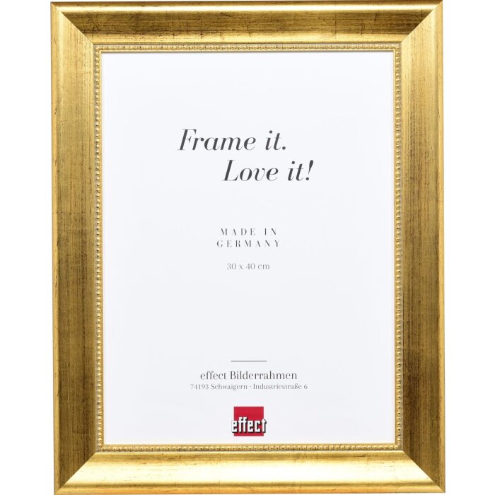 Efecto marco de madera perfil 95 oro 62x93 cm cristal acrílico calidad museo