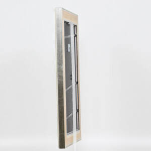 Efecto marco de madera perfil 95 plata 30,5x91,5 cm cristal acrílico calidad museo
