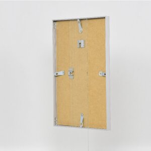 Marco de fotos Efecto de aluminio con vidrio de museo Serie 1 Plata 35 x 100 cm