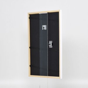Efecto marco de madera maciza perfil 39 blanco 45x60 cm cristal de museo