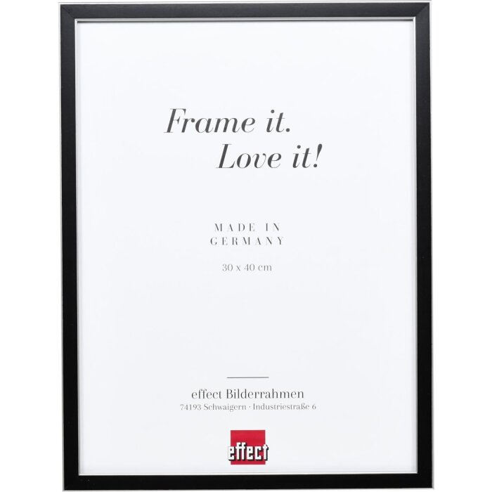 Efecto marco de madera maciza perfil 39 negro 50x65 cm cristal de museo