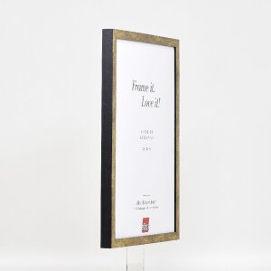 Marco de fotos de madera con perfil 42, vidrio de museo, tono antiguo oro 27x48 cm