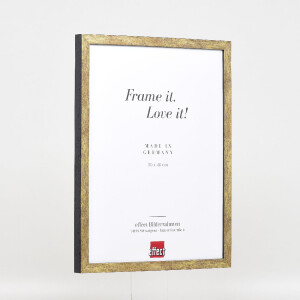 Marco de fotos Effect con perfil de madera 42, vidrio museo antiguogold, 70x100 cm