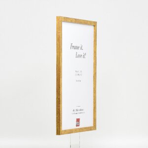 Marco de fotos de madera efecto Profil 51 antikgold 25x50 cm con cristal museo