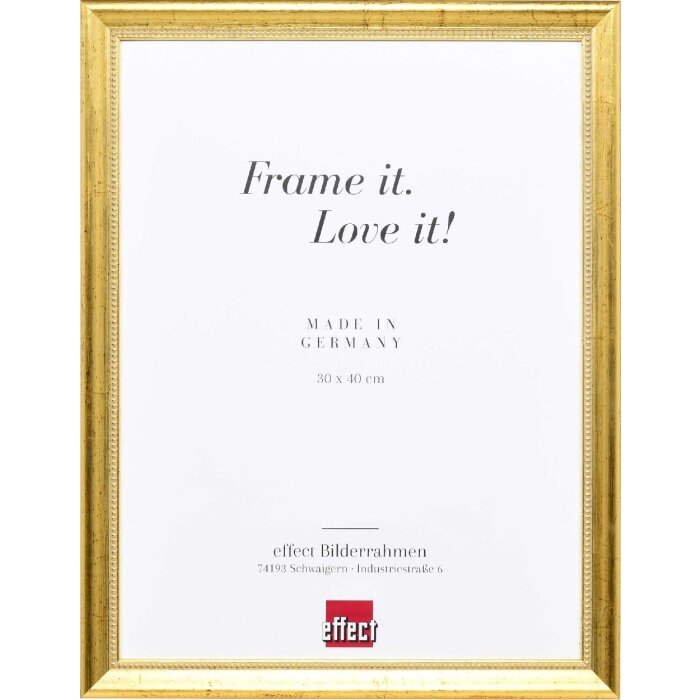 Efecto marco de madera perfil 85 oro 18x32 cm cristal de museo