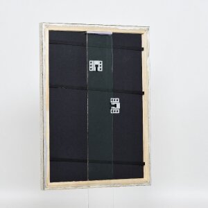 Efecto marco de madera perfil 85 plata 25x70 cm cristal de museo