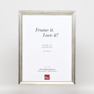 Efecto marco de madera perfil 85 plata 60x60 cm cristal de museo