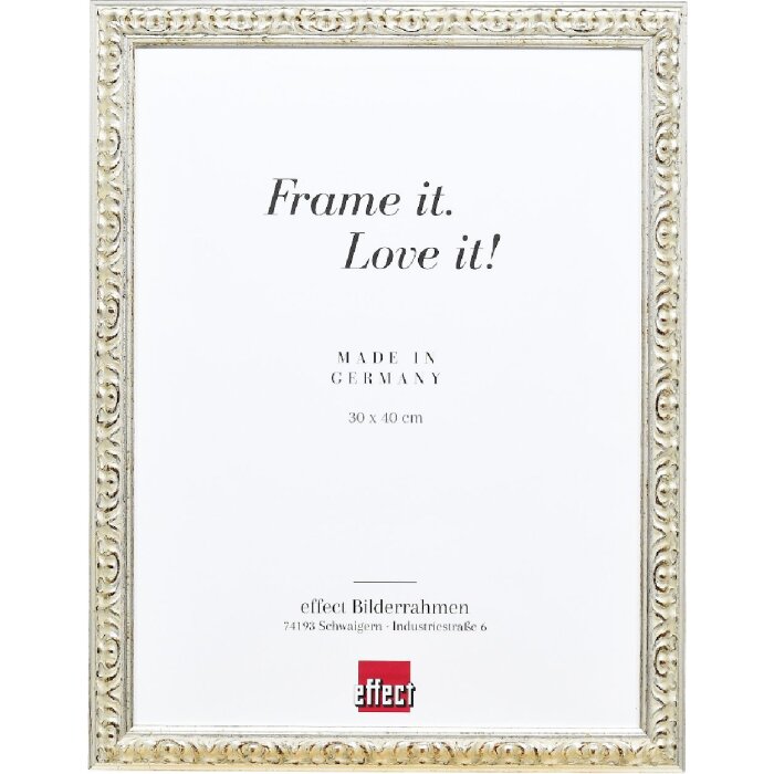 Marco de fotos de madera barroco Profil 86 13x13 cm plata cristal museo