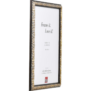 Marco de fotos de madera Effect Profil 86 Barroco 20x25 cm negro-plata con cristal museo