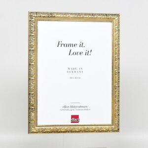 Efecto marco de madera perfil 94 oro 25x70 cm cristal de museo