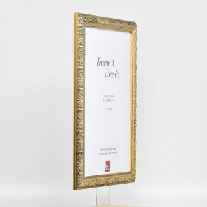 Efecto marco de madera perfil 94 oro 25x70 cm cristal de museo