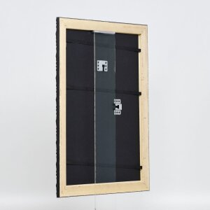 Efecto marco de madera perfil 94 negro 25x80 cm cristal de museo
