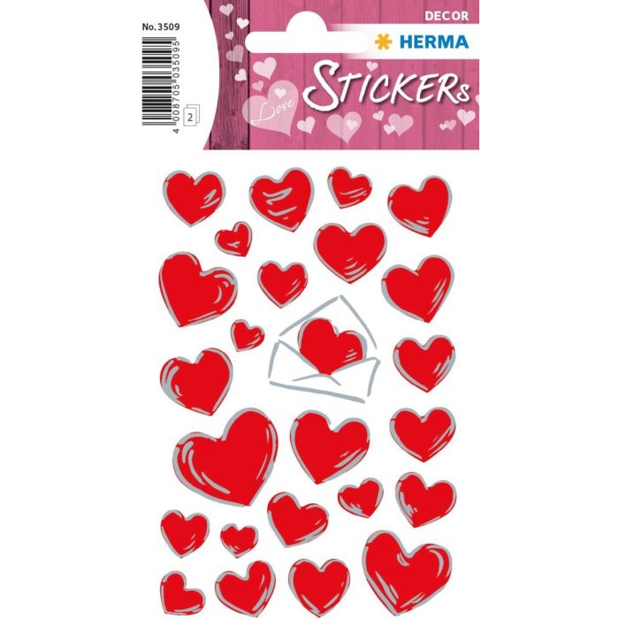 DECOR pegatinas corazones y letras plata en relieve 2 hojas.
